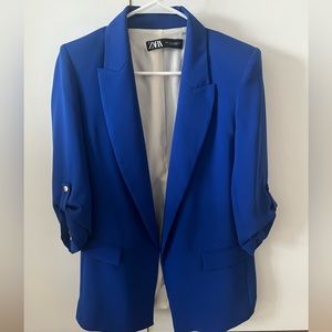 Bright Blue Zara Shoulder Pad Blazer - oversized